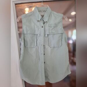 L.L. Bean Light Green Sleeveless Shirt Vest Top Sz Small